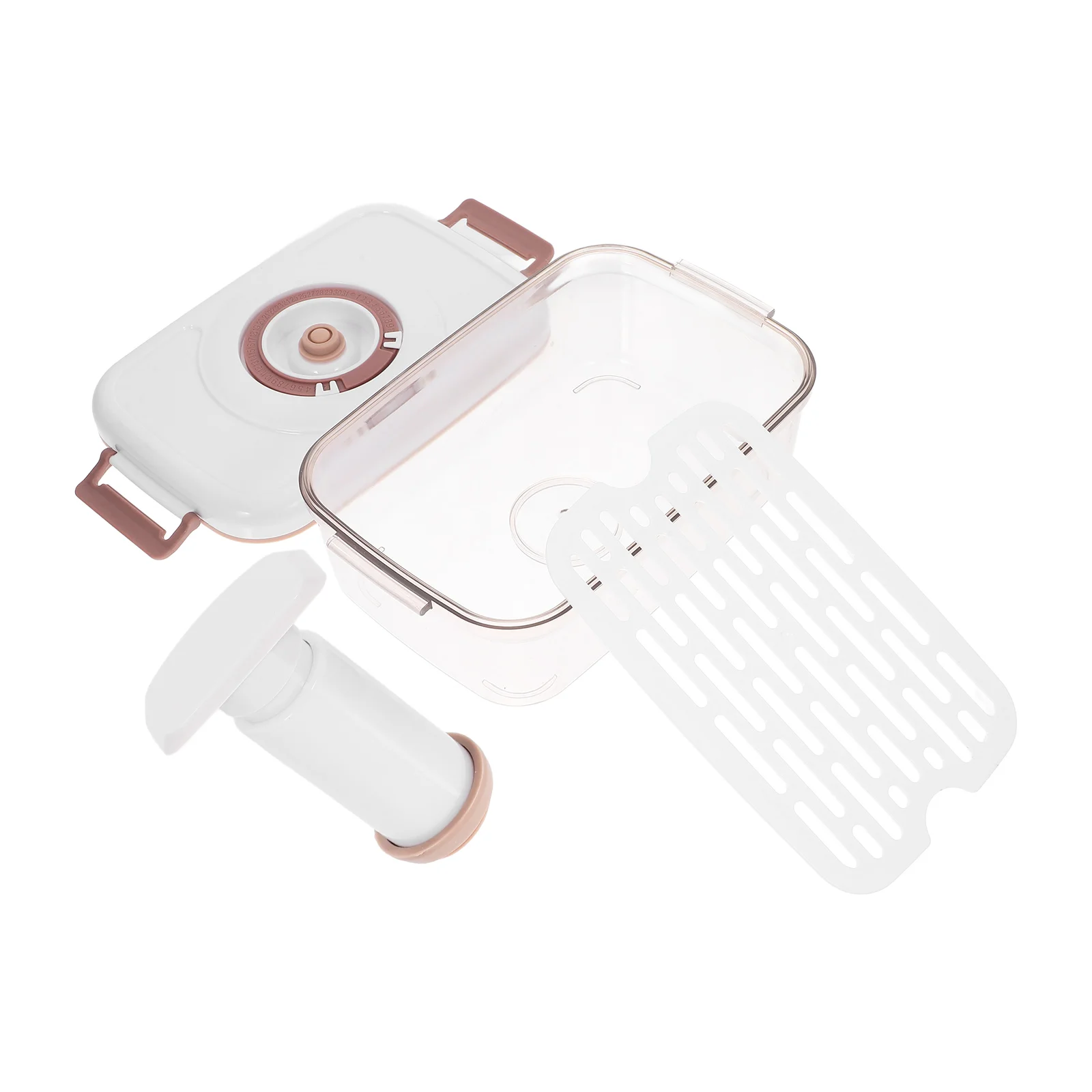 

1 Set Food Storage Box 4-Minute Microwave Safe Airtight Fresh-Keeping Container For Fruits Vegetables Lunch Bento Vacuum Sealing