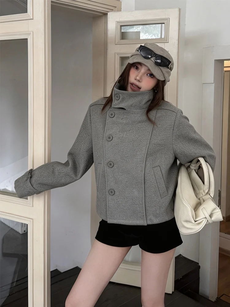 Winter Einfarbiger Damen Streetwear Rollkragenmantel Y2K Hip-Hop Retro Harajuku Niedlich Lässig Modisch Vielseitig Neue Damen Oberteile – Detail 10