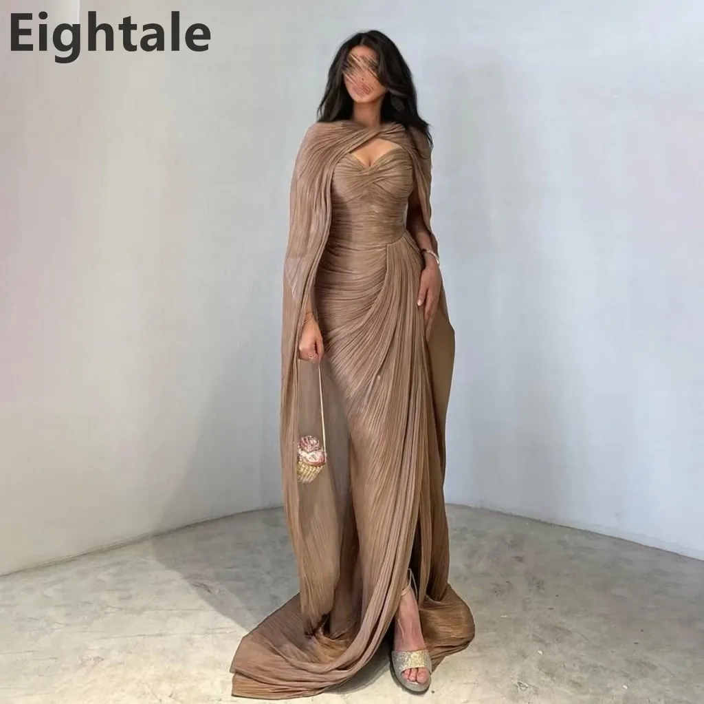 فستان سهرة طويل بحورية البحر باللون البني Eightale 2025 لحفلات الزفاف بكتف واحد فستان رسمي للحفلات الراقصة في دبي