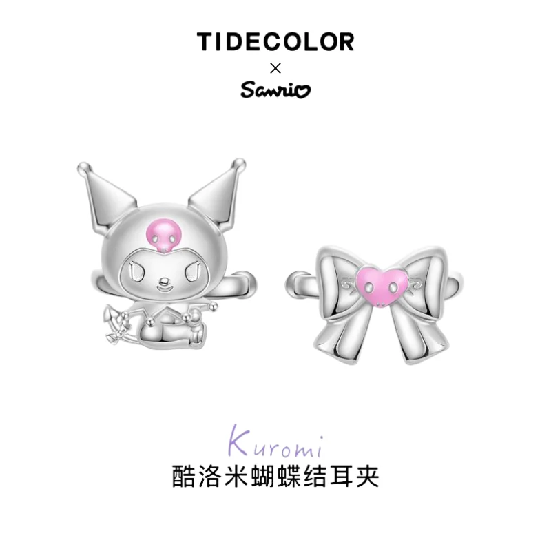 2023 New Sanrio Kuromi Cartoon Sweet Bow Knot Ear Clip Sterling Silver No Ear Piercing Creative Kawaii Tanabata Gift for Girls