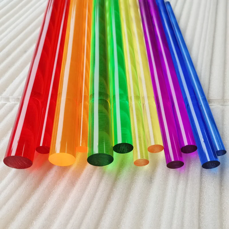 1-4Pcs Length 495mm Colored Translucent Acrylic Rod Diameter 3-50mm PMMA Solid Cylinder Pexiglass Round Bar