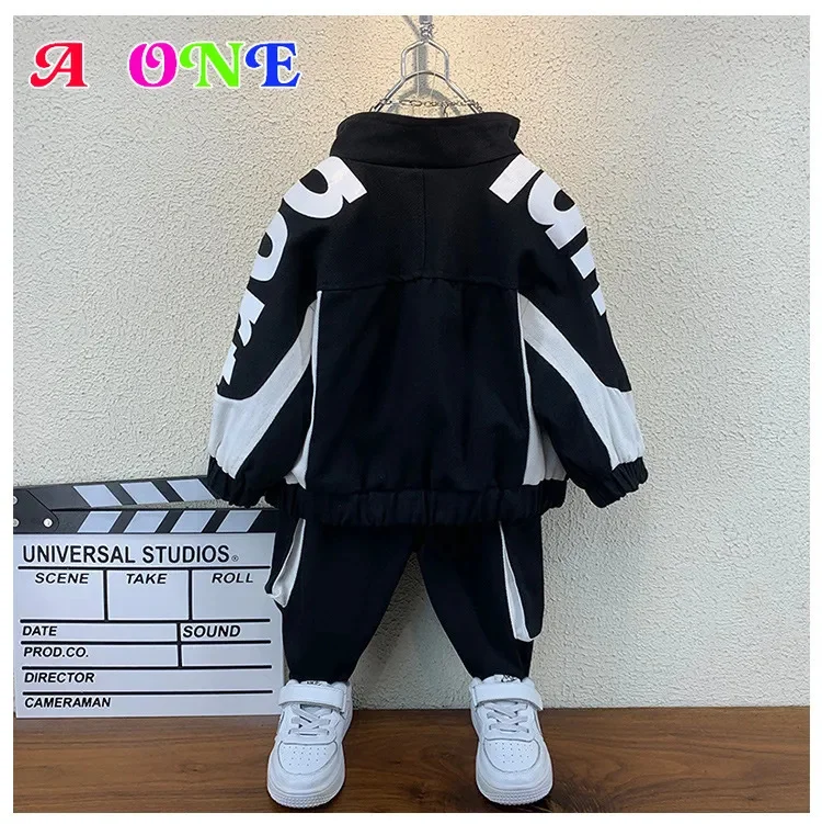 boys suit baby set kids outfits children clothes Denim jacket + pants 2 pcs fashion letter print clothing 2-12y