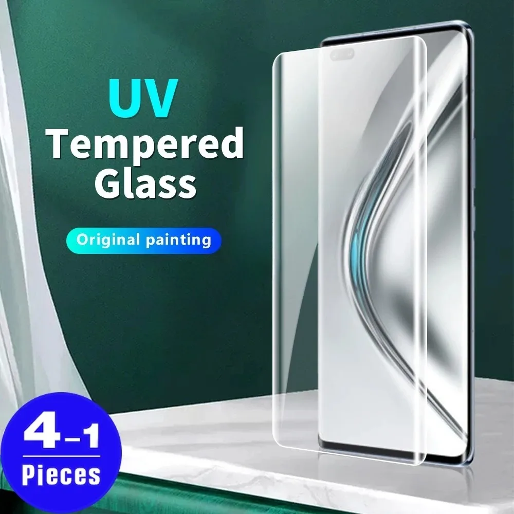 Full Glue UV Tempered Glass for Huawei Nova 7 8 Pro Glass for Huawei Mate 20 30 40 50 60 Art P30 P40 P50 Pro+ Screen Protector