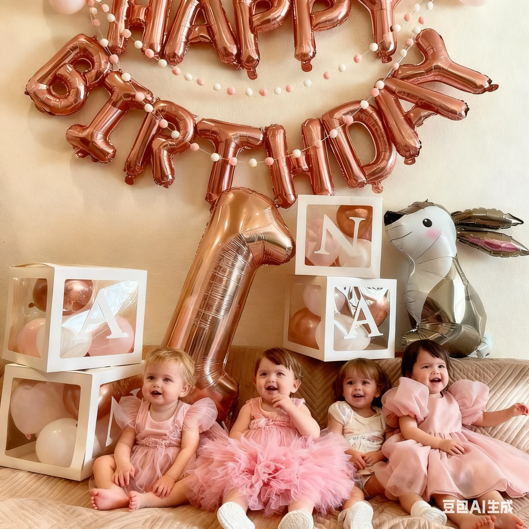 

Rose Gold Happy Birthday Balloons Banner 16 inch Letter Mylar Foil Inflatable Balloon for Party Kids Room Photo Prop Decorations