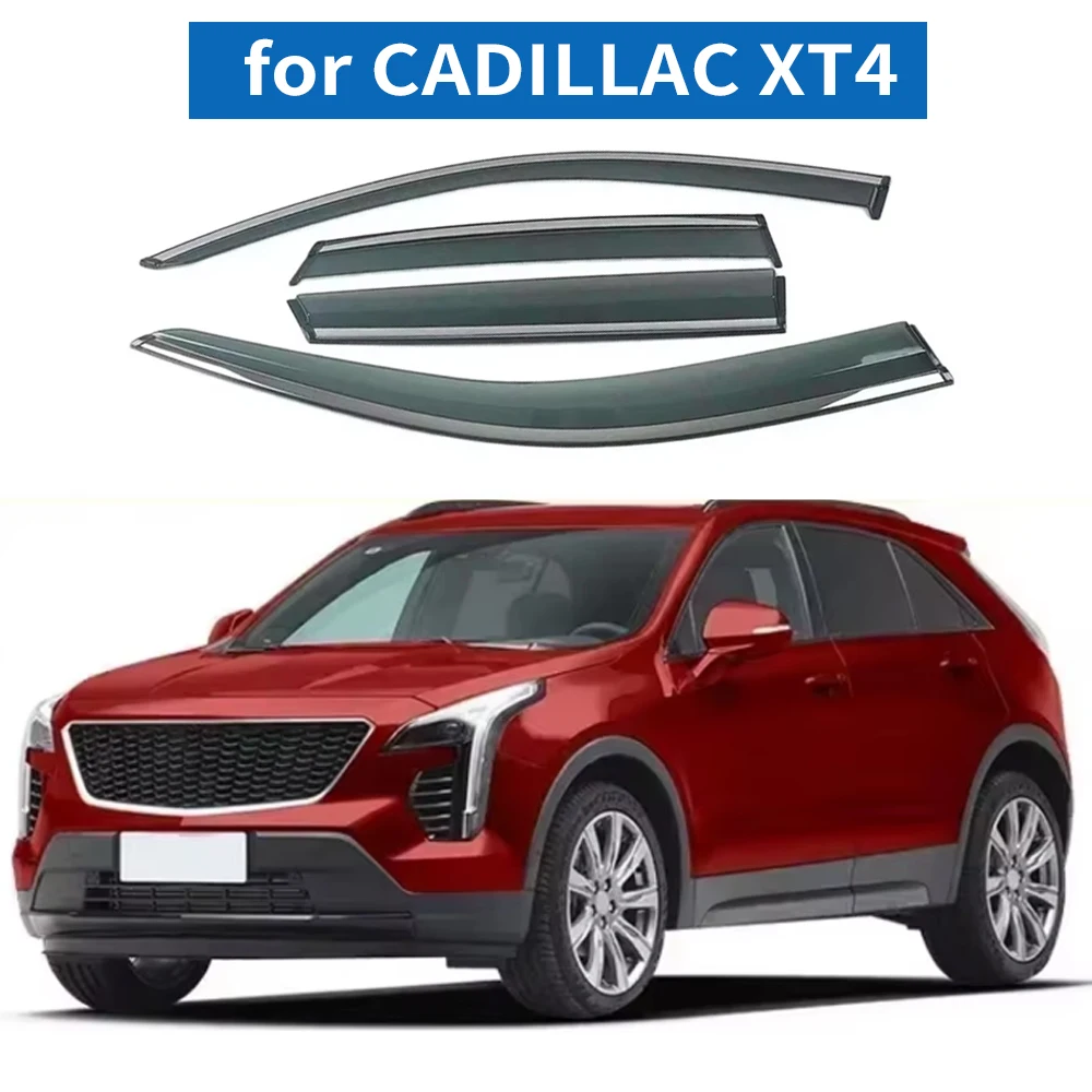 

Chrome Strips Rain Guards for CADILLAC XT4 2018-2022 Window Visor Wind Deflectors Door Visor Vent Shades Ventvisor