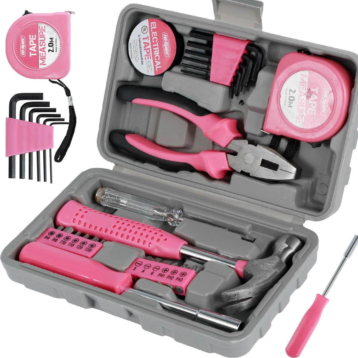 

13/24PCS Household Repair Tool Kit Small General Basic Home Tool Set with Toolbox Storage Case Home Repair & Maintenance Pink