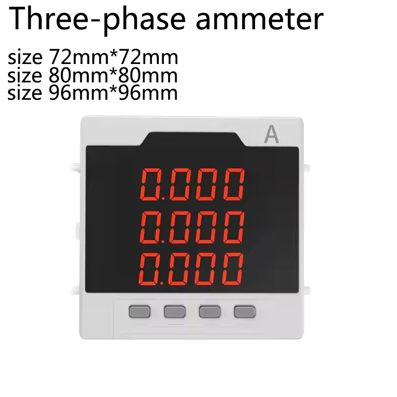 

Three phase AC ammeter size 72 * 72 80 * 80 96 * 96mm digital instrument working voltage AC220V