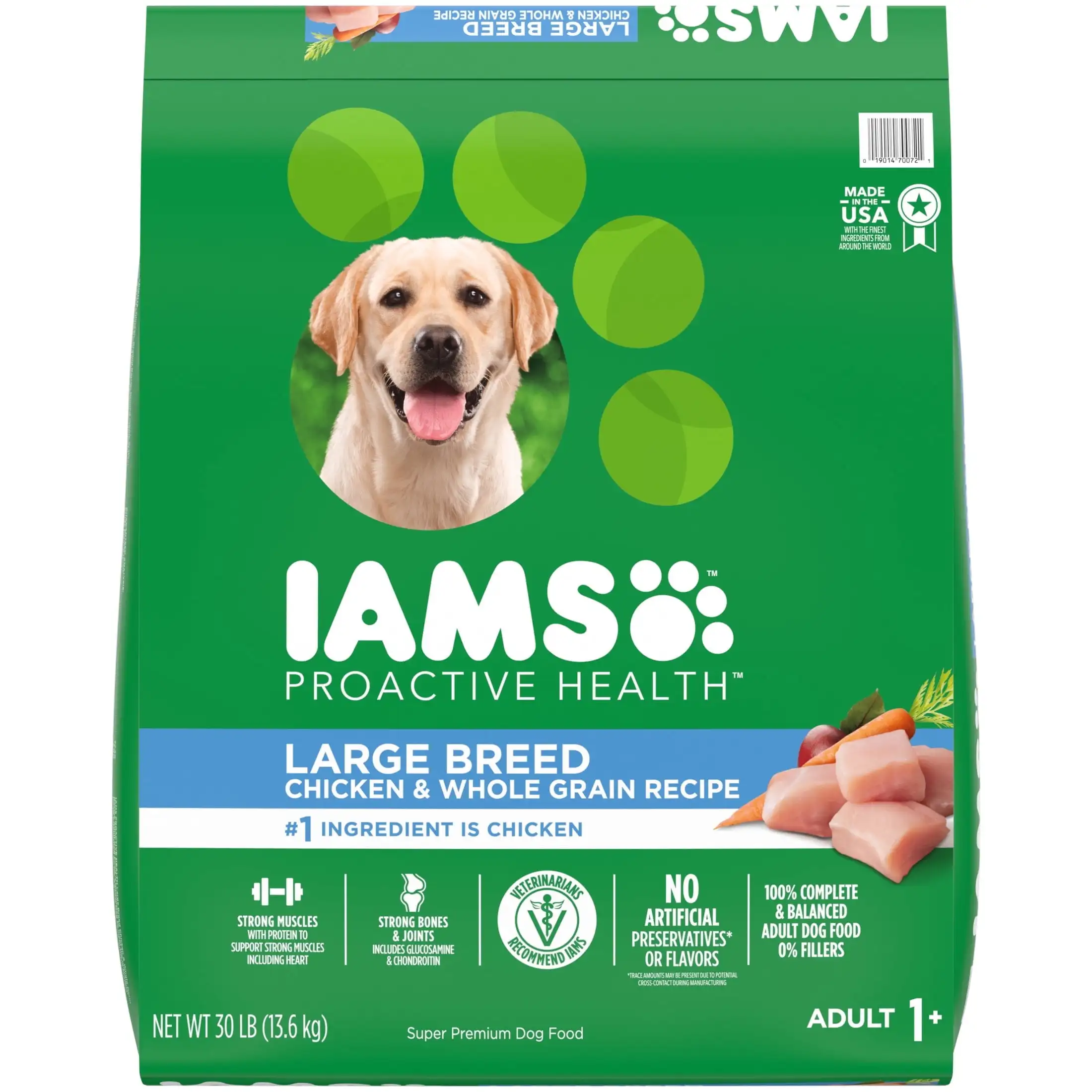 

Сухой корм для собак большой пород Iams Proactive Health с настоящей курицей, мешок 30 фунтов