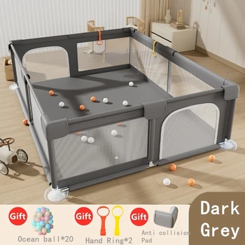 สนามเด็กเล่นสําหรับทารกและเด็กวัยหัดเดิน รั้วเด็กเล่นปากกาสําหรับในร่มกลางแจ้ง สนามเด็กเล่นความปลอดภัยที่ทนทานพร้อมตาข่ายระบายอากาศแบบนุ่ม