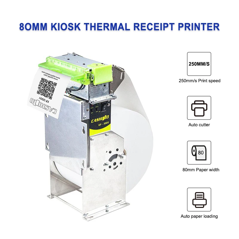 Cashino ใหม่3นิ้ว80มม.Kiosk โมดูลความเร็วสูง Embedded Thermal เครื่องพิมพ์ตั๋วอัตโนมัติเครื่องตัด (USB + RS232)