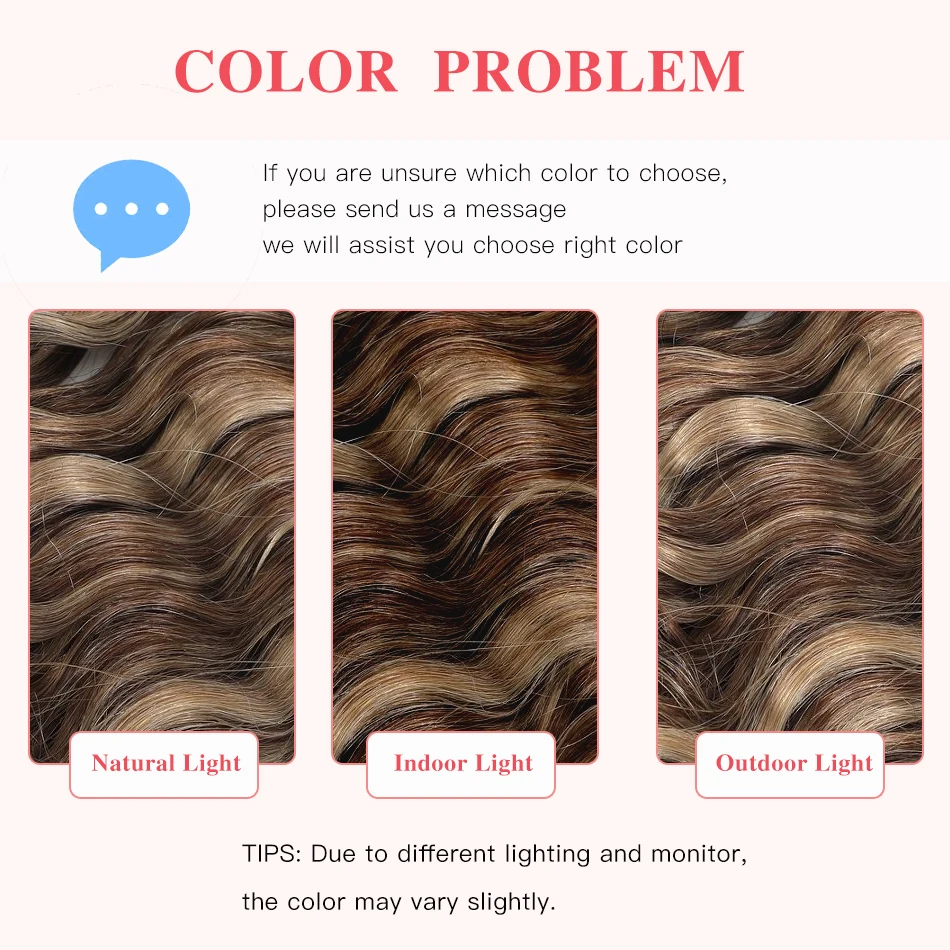 Wasserwellen-Clip-in-Haarverlängerungen, echtes menschliches Haar, 7 Teile/satz, kastanienbraun und gebronzierte blonde Highlights, lockige Clip-on-Haarverlängerungen – Detail 6