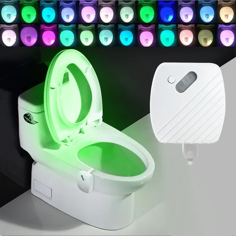 Toilet Light With Motion Sensor Seat Night Light 24 Colors Battery Lamp IP65 Waterproof Backlight For Toilet WC Decor