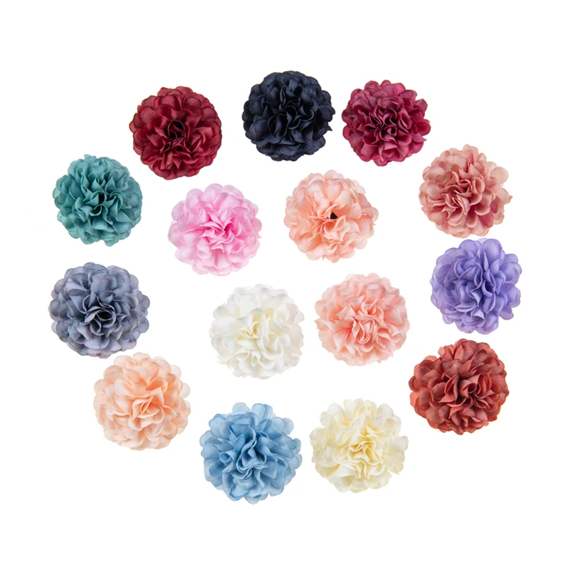 20Pcs Artificial Flowers Ball Chrysanthemum Wedding Scrapbooking Christmas for Home Decor Wreaths Headdress Craft Silk Carnation