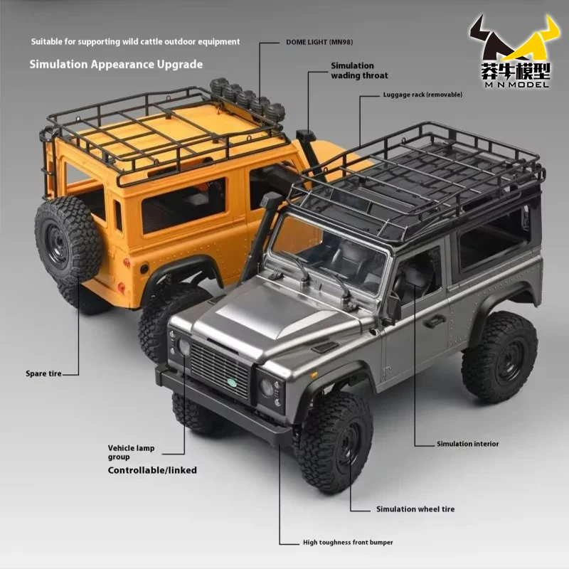 MN MODEL 1:12 4WD RC Off-road Auto Waden Truck Rock Crawler All Terrain Klimmen Voertuig Collectie Model Outdoor speelgoed voor Volwassen