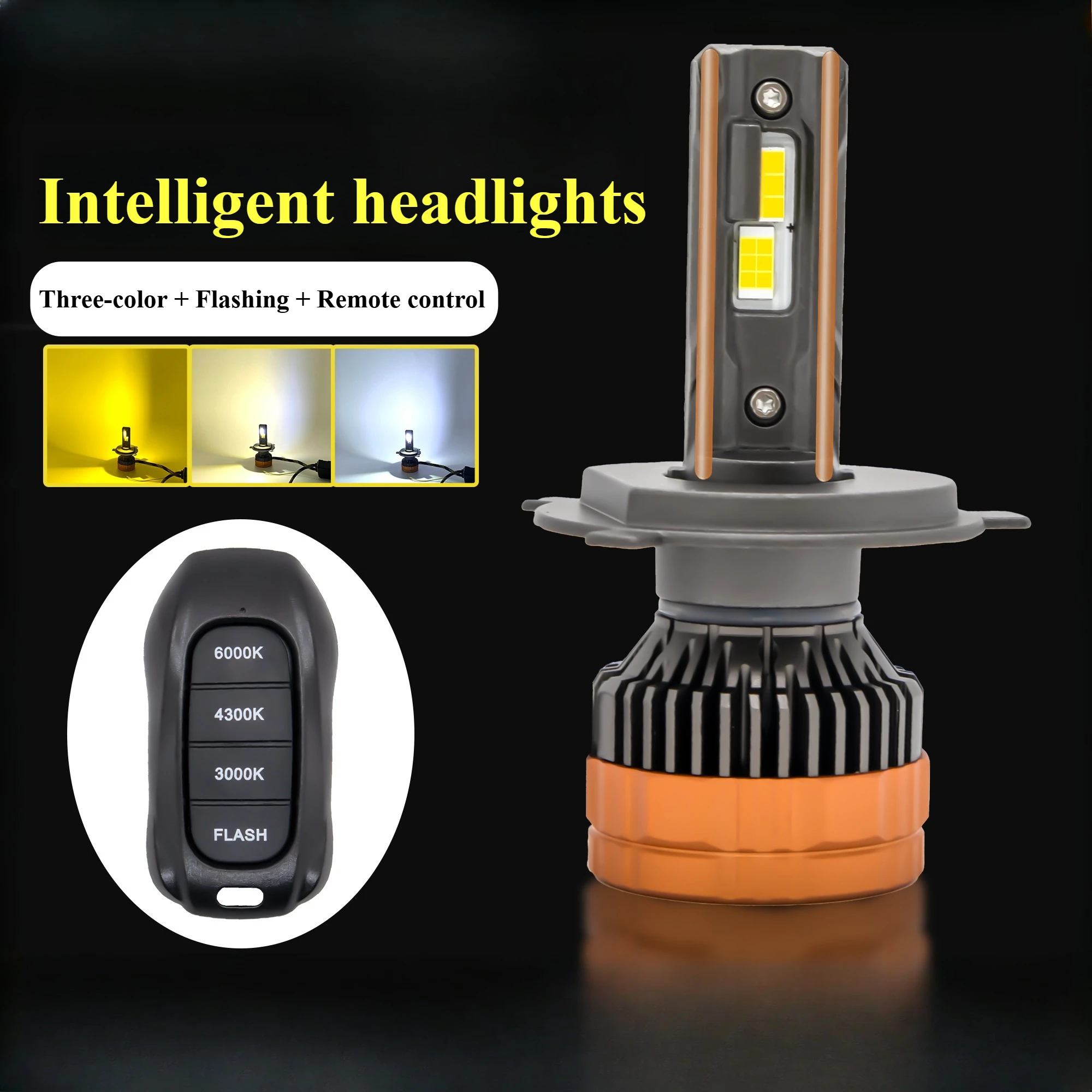 XTG X29 160W Tri-Color LED Headlight Bulbs H4 H7 Remote Control Flashing Dual Projector Lens Cooling Fan Car Front Driving Lamp