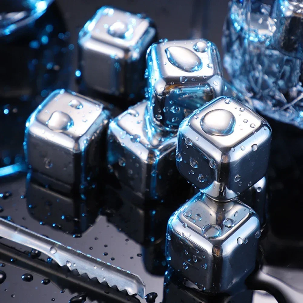 1cs Stainless Steel Whiskey Stones Ice Cubes Wine Beer Cooler Bar Cooler Chilling Stone Rocks For Whiskey Wine Party Bar Tools
