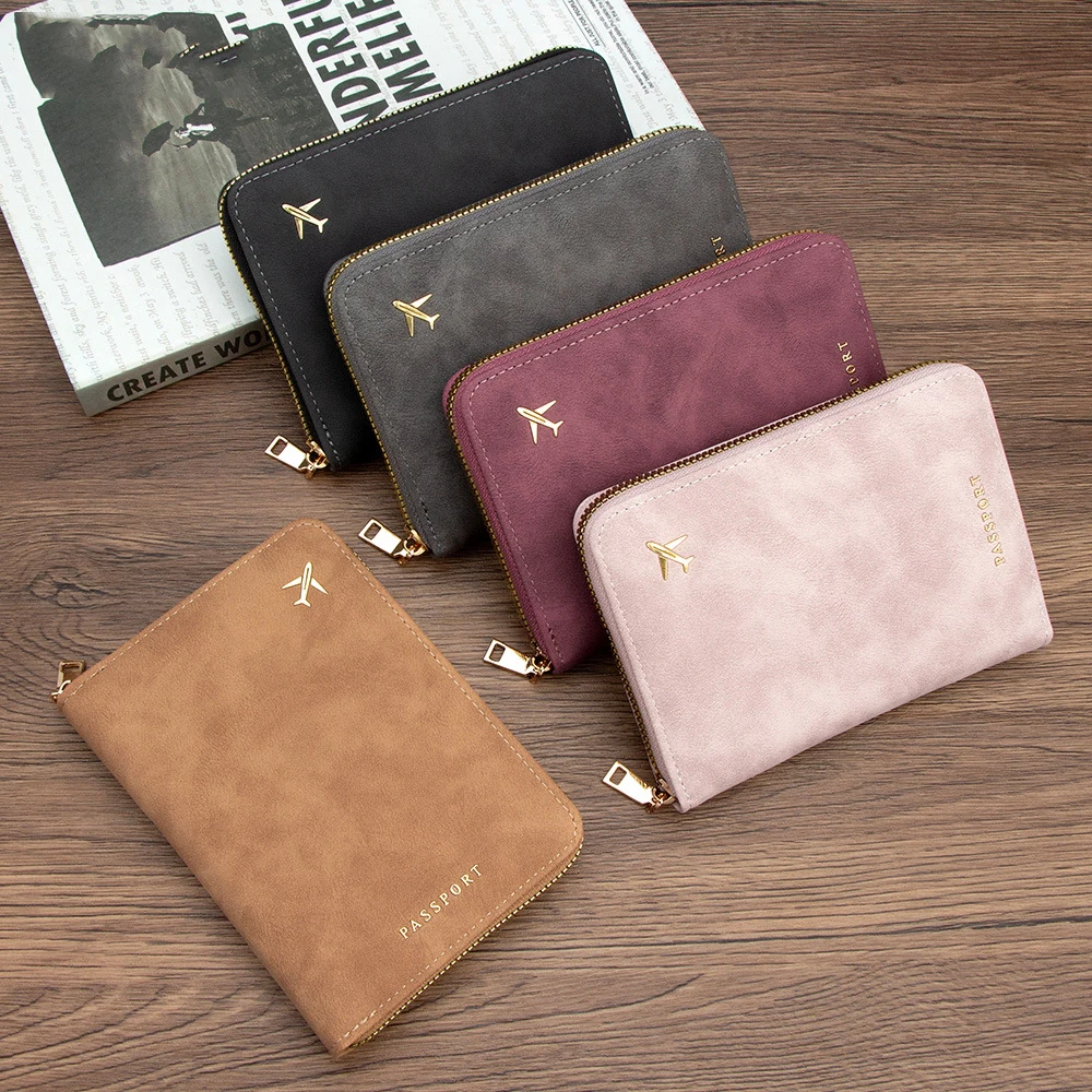 

Passport Holder Pu Leather Travel Wallet Vintage Suede Passport Cover Multi-Function Credit Card Case Travel Accessories