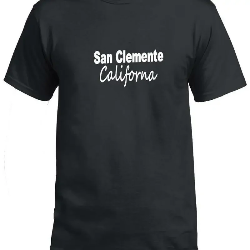 Camiseta San Clemente South Orange County Beach Black White Script