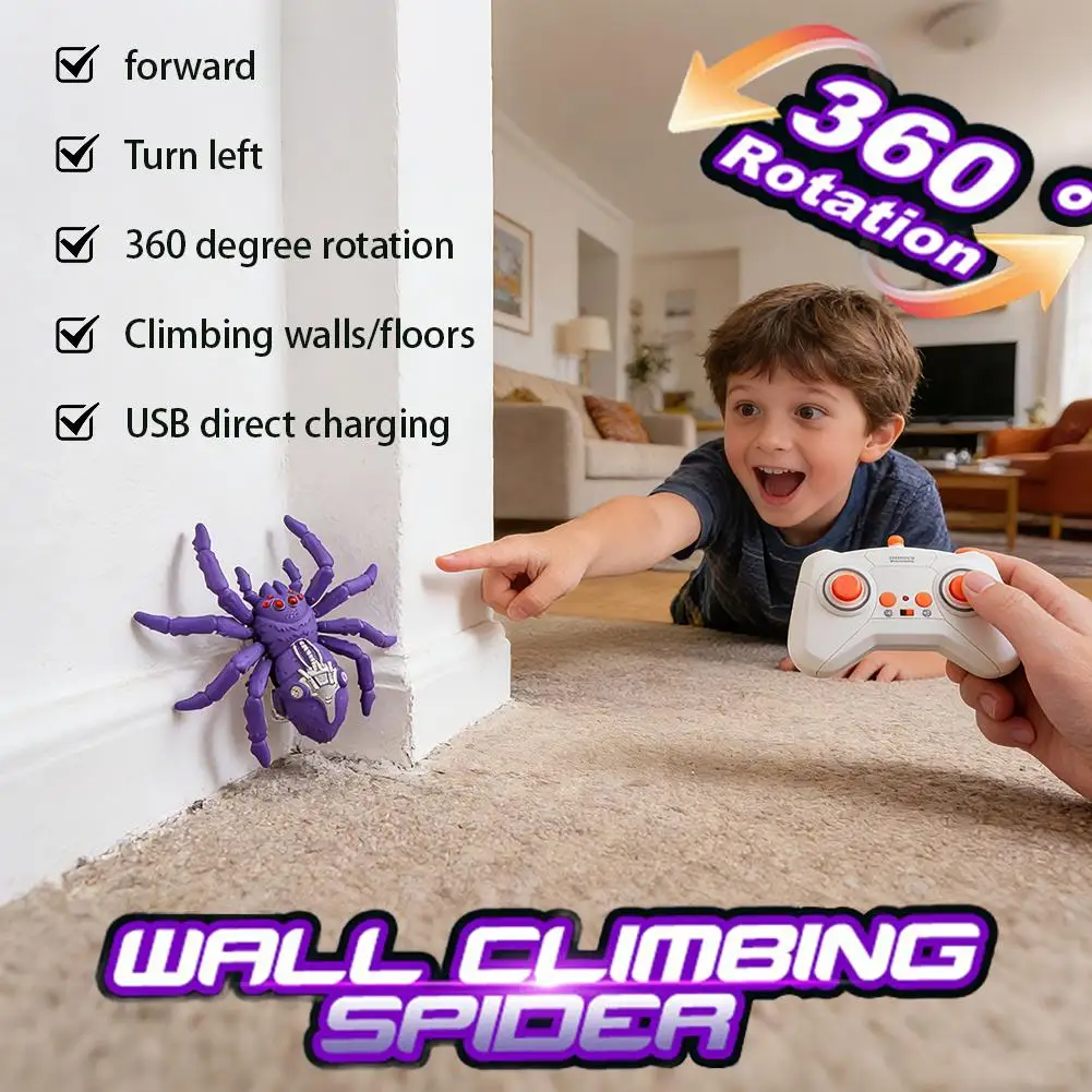 แมงมุมปีนกำแพงบังคับวิทยุ ของเล่นเด็ก แมงมุมคลานปีนกำแพง รุ่น T3D2