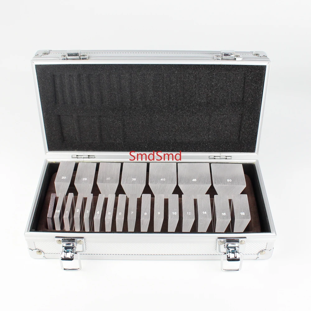 22PCS Ophthalmic Prism Set Optical Loose Prism Aluminum Box