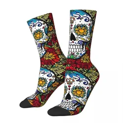 Vintage Skull In Color Men's Socks Day Of The Dead Mexico Skull Unisex Street Style Pattern Printed Funny Crew Sock Gift