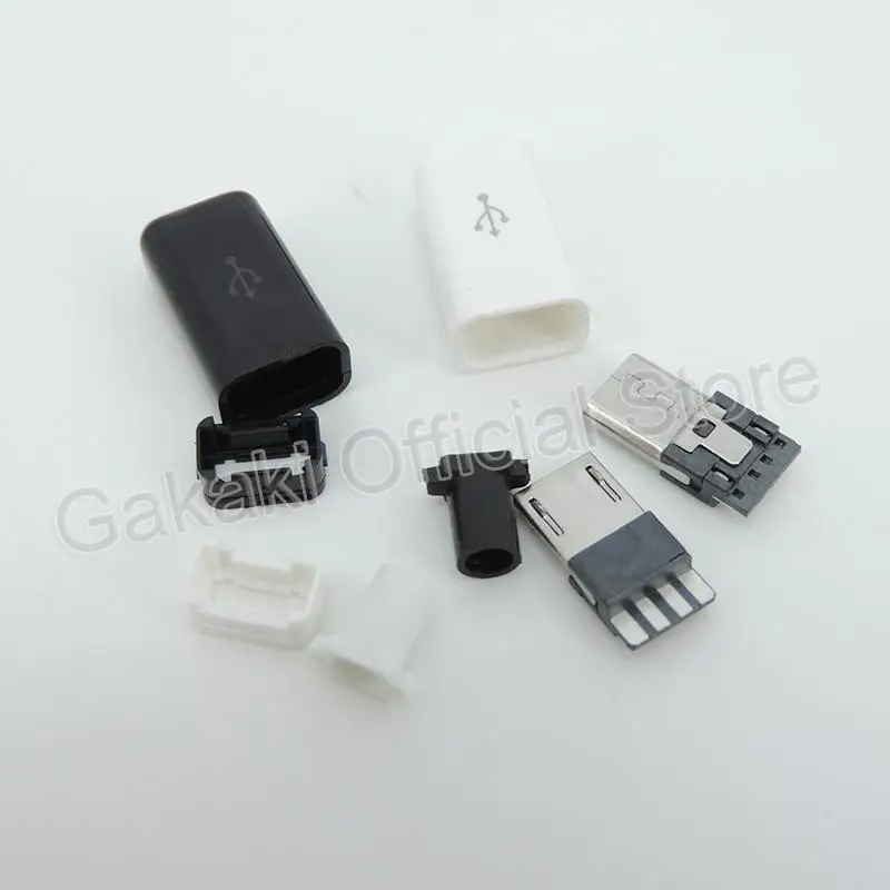 5pcs Micro USB 5PIN Welding Type Male Plug Connectors Charger 5P USB Tail Charging Socket 4 in 1