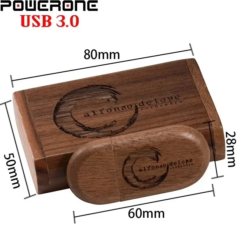 Wooden + Box USB 3.0 Flash Drive 64GB Free Custom Logo Pen Drives 32GB Creative Commemorative Gifts U Disk 16GB Memory Stick 8GB