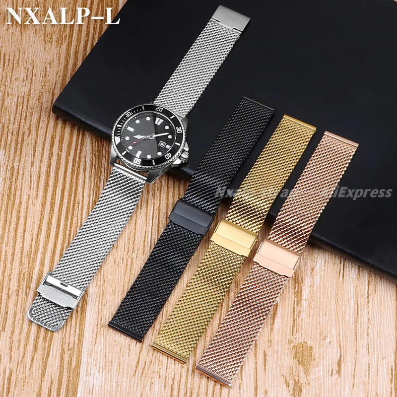 1.0 مللي متر Milanese شبكة حزام ساعة اليد ل أوميغا ل DW حزام الساعات الإفراج السريع الفولاذ المقاوم للصدأ حزام معصمه 18 مللي متر 20 مللي متر 22 مللي متر 24 مللي متر