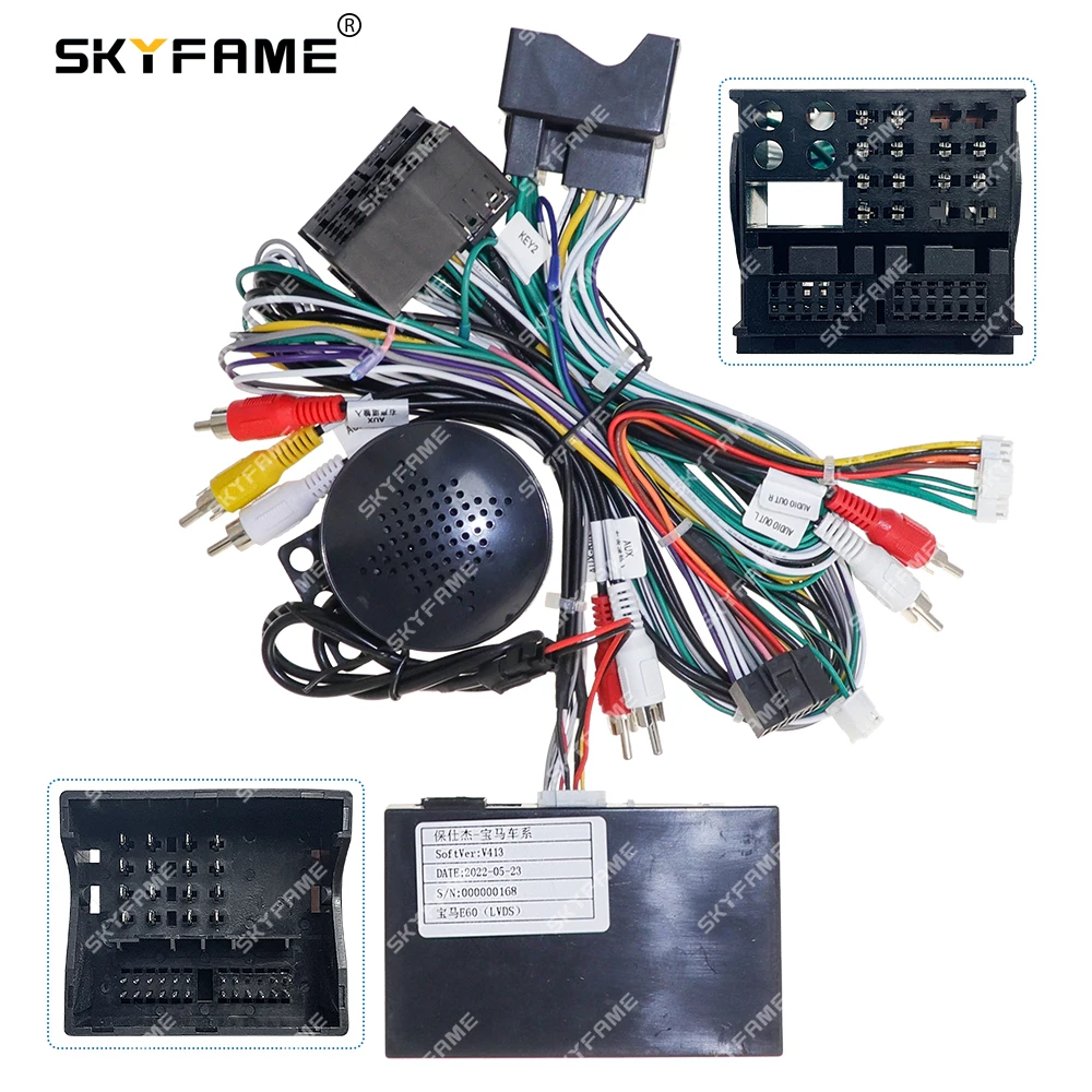 

SKYFAME Car 16pin Wiring Harness Adapter Canbus Box Decoder Android Radio Power Cable For BMW E60 3\5 Series E61 E63 E90 E91 E92