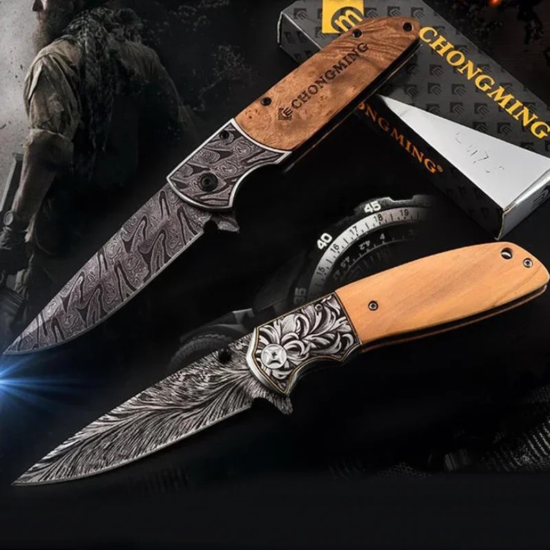 Folding Knife Hunting Knife Survival Camping Pocket Knife Portable Outdoor Knifes Tactical Knives Laser Pattern Military Knifes