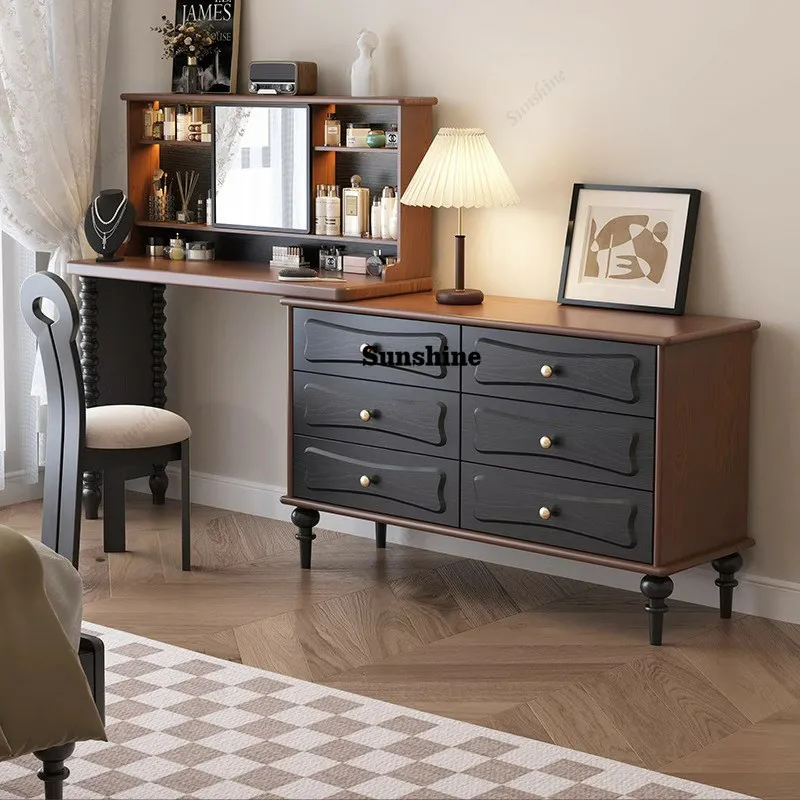 

French retro solid wood, integrated bedroom dressing table, light luxury entrance cabinet