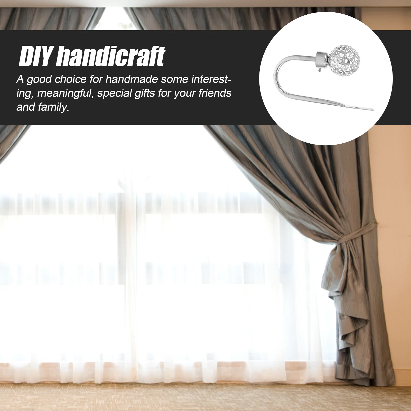 

-Shaped Drapery Holder Tieback Wall Mounted Hook Decorative Iron Curtain Holdback Anti-Rust Living Room