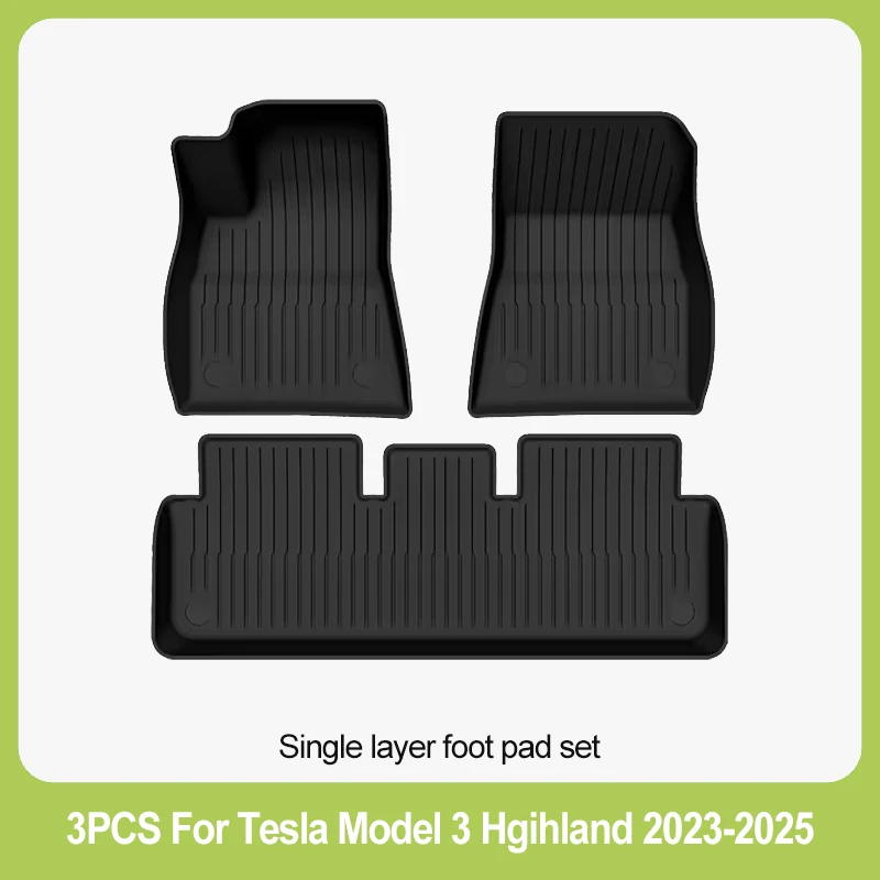 Autovloermatten voor Tesla Model 3 Highland 2024, 2025, 2026, all-weather TPE bagagematten voor en achter, opbergmat