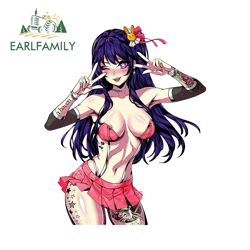 EARLFAMILY 13cm x 10.5cm Ai Hoshino Tattoos Waifu Car Stickers NSFW Uniform Breasts Original Decoration Sunscreen Decals