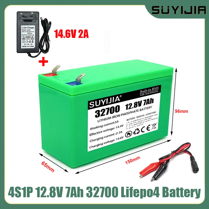 Oryginalna bateria 12.8V 7Ah 32700 4 s1p Lifepo4 do łodzi elektrycznych i zasilacz awaryjny z ładowarką BMS + 14.6V 1A