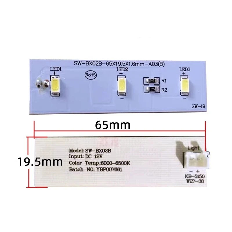 Efrigerator LED Bar Replacement LED Light Strip DC 12V for Electrolux Refrigerator ZBE2350HCA SW-BX02B Repair Parts