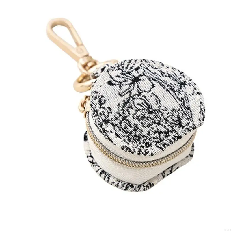 Zippered Miniature PU Leather Keychain Jewelry Box With Soft Lining Secure Ring Storage Gift For Travelers