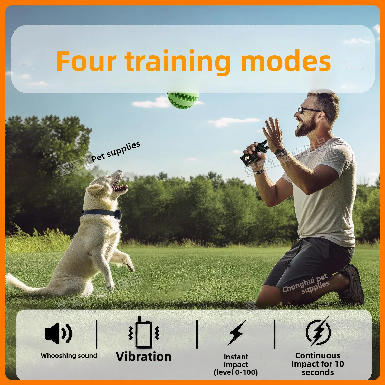 Long Distance Remote Dog Trainer Static Shock Training Collar, Anti Bark Collar for Pet Dog Training & Livestock Herding Use