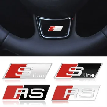 Legering Auto Stuurwiel Sticker Emblem Voor Audi Sline RS A4 A3 A5 A6 A7 A8 Q3 Q5 Q7 Q8 B5 B6 B7 B8 B9 Q7 8P 8V Auto Accessoires