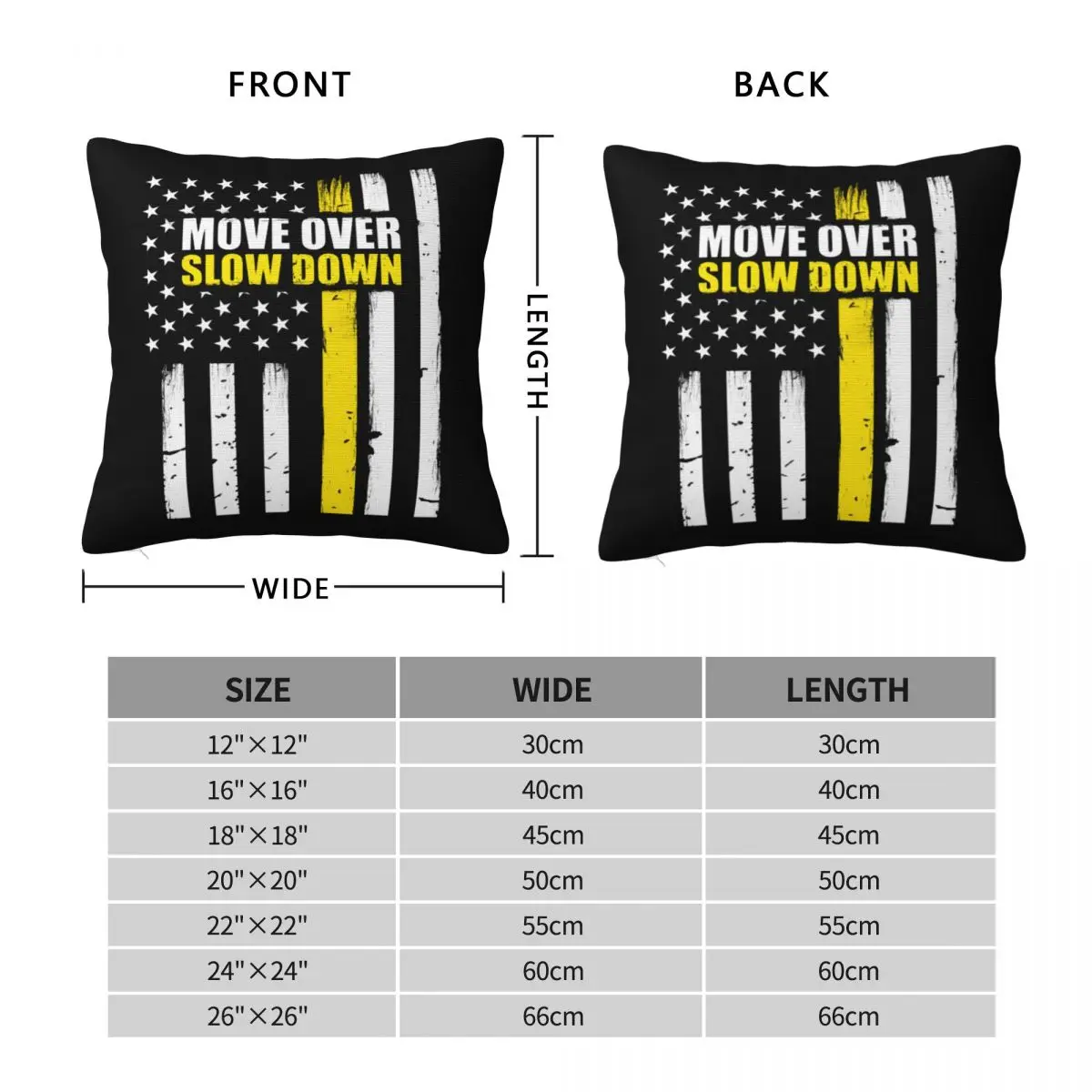 Tow Truck Driver Move Over Slow Down Square Pillowcase Pillow Cover Cushion Zip Decorative Comfort Throw Pillow for Home Sofa