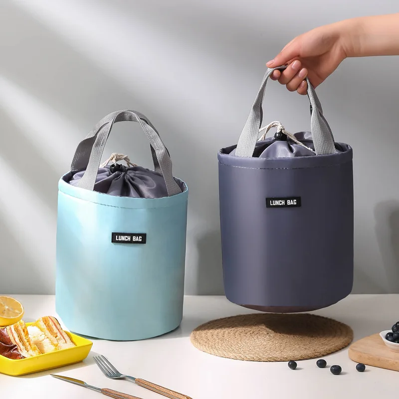 

Portable Round Lunch Bag New Thermal Insulated Lunchbox Tote Cooler Handbag Bento Pouch Dinner Container School Food Storage Bag