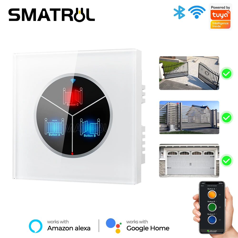 WIFI Tuya Smart Home Automatic Door/Garage Door/Electric Door Opener Wall Touch Switch EU Switch Remote Control APP Voice Timer