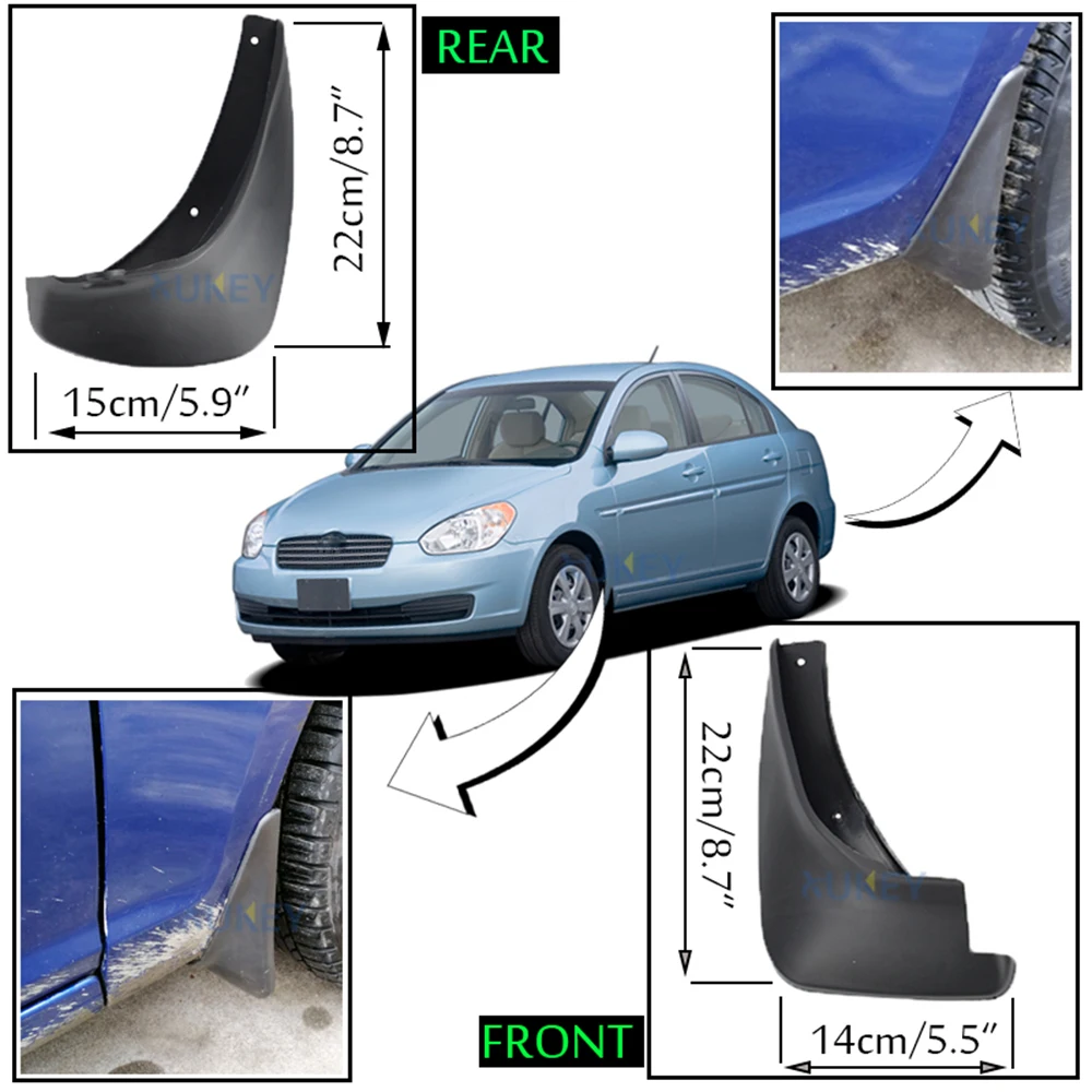 Set Mudguards For Hyundai Accent 2006 - 2010 Mud Flap Flaps Splash Guard 2007 2008 2009 For Dodge Attitude Verna Era Brio