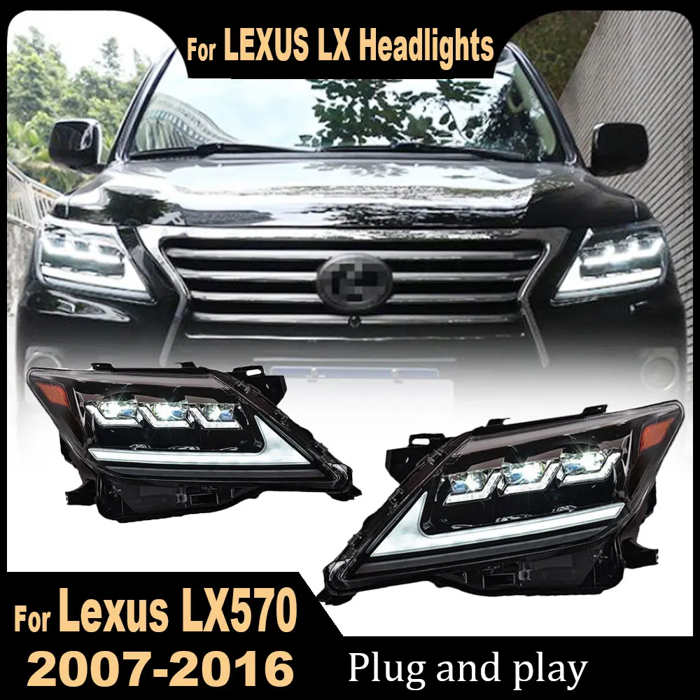 Car Headlight Styling FOR Lexus LX 570 LX570 2007 2008 2009 2010 2011-2015 Front Projector Lens DRL Car Head Lamp Accessory LED