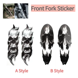 Motorcycle Front Fork Skull Stickers Decal For Harley Davidson Sportster Softail Dyna Electra Glide Honda Yamaha BMW Universal
