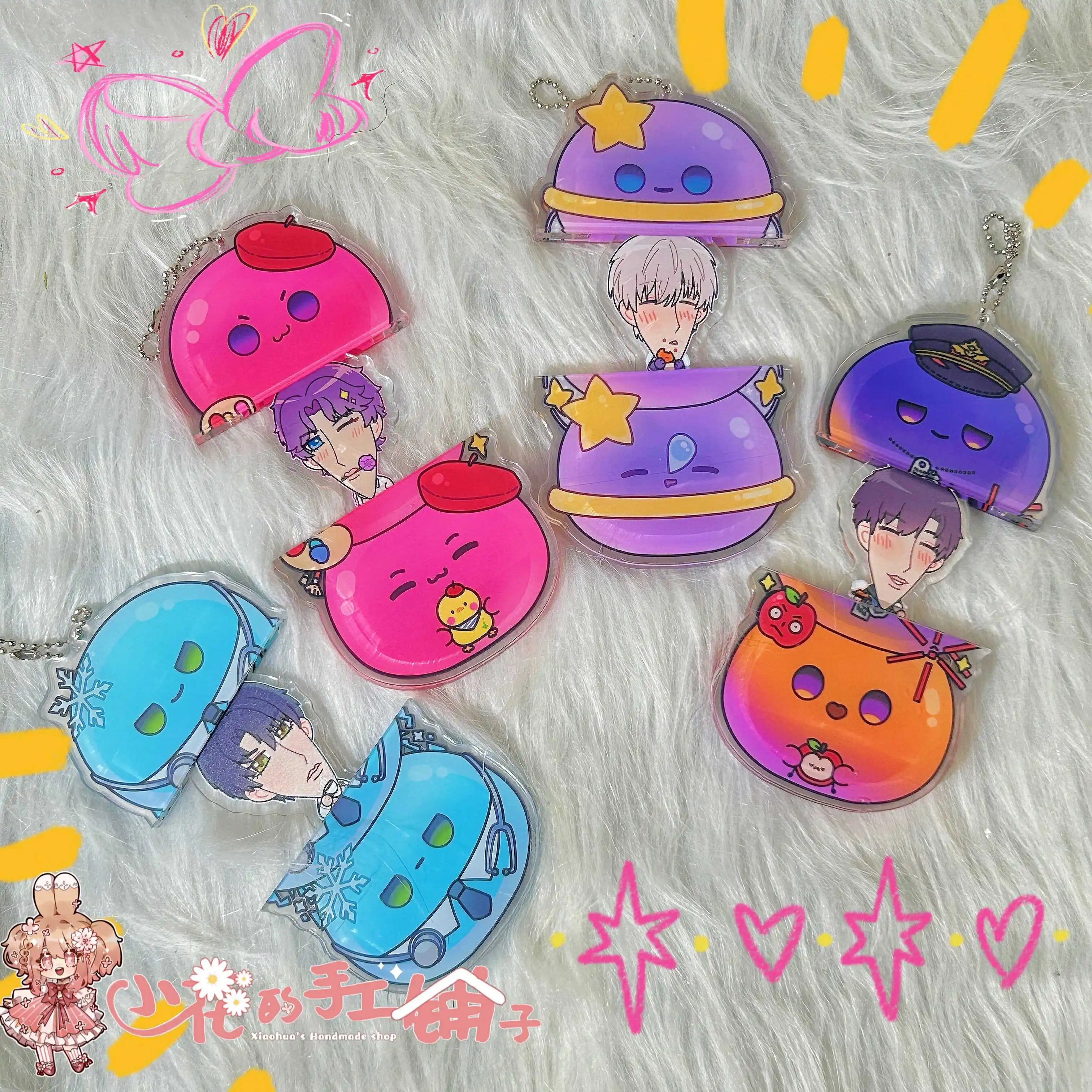 

Anime Love and Deepspace Xavier Sylus Rafayel Zayne Caleb Cosplay 10cm Cute Acrylic Keychain Pendant Key Ring