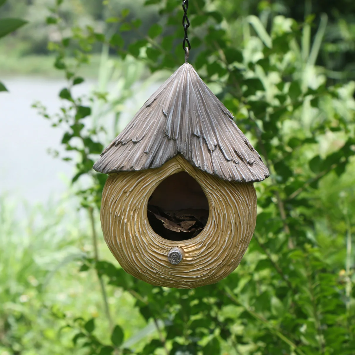 1pc Whimsical Bird Nest Hanging Ornament - Unique Outdoor Garden Yard Decoration, Durable Bird House, Cozy Winter Warm Bird Nest