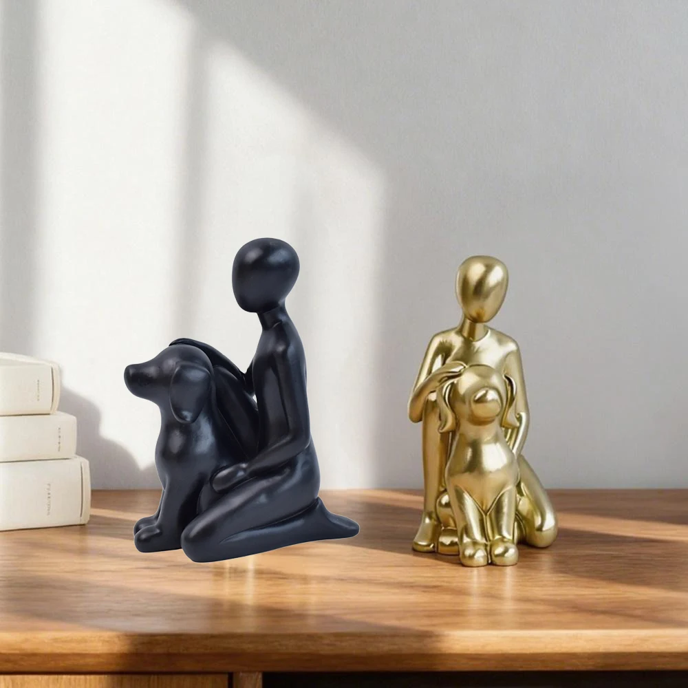 

Craft Sculpture Decoration for Dog Lovers A Family Set of Human and Dog Suitable for Home Decoration living room ornament item