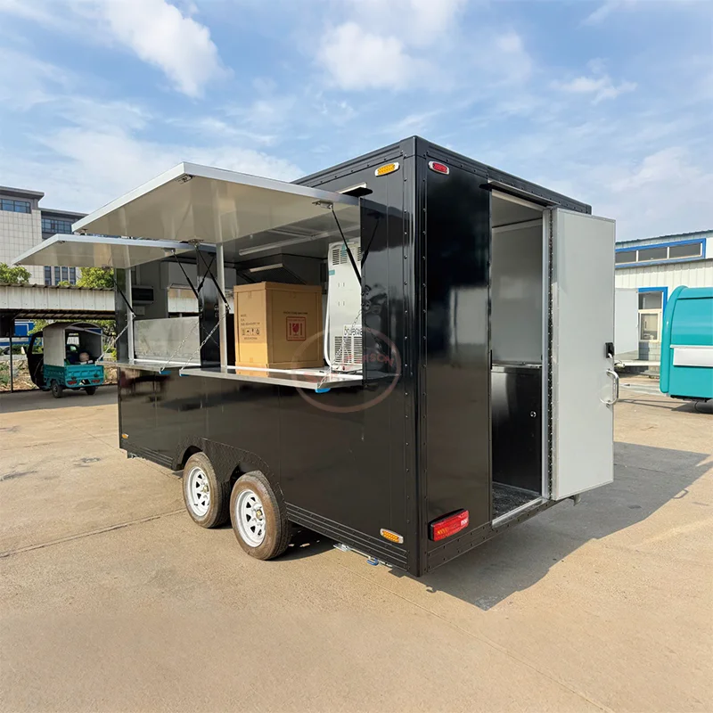 

United State Food Truck with Full Kitchen Concession Bbq Food Trailer with Porch Fully Equipped Custom Food Truck