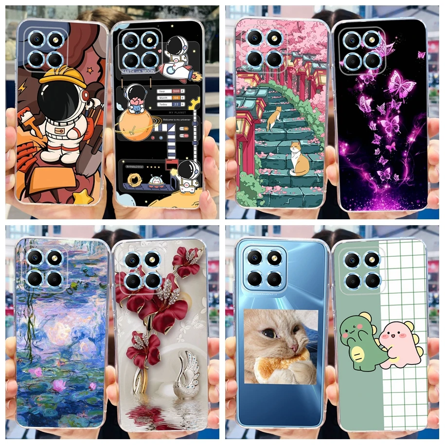 For Honor X6 5G Case VNE-LX1 VNE-LX2 VNE-LX3 Phone Cover Popular Flower Astronaut Soft Funda For Honor X8 TFY-LX1 HonorX8 Bumper